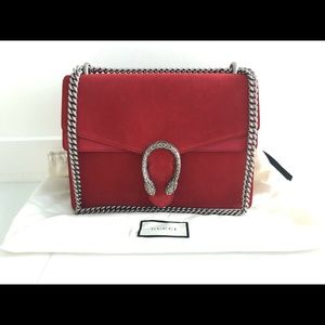 Gucci Red Dionysus Suede Medium Shoulder Bag